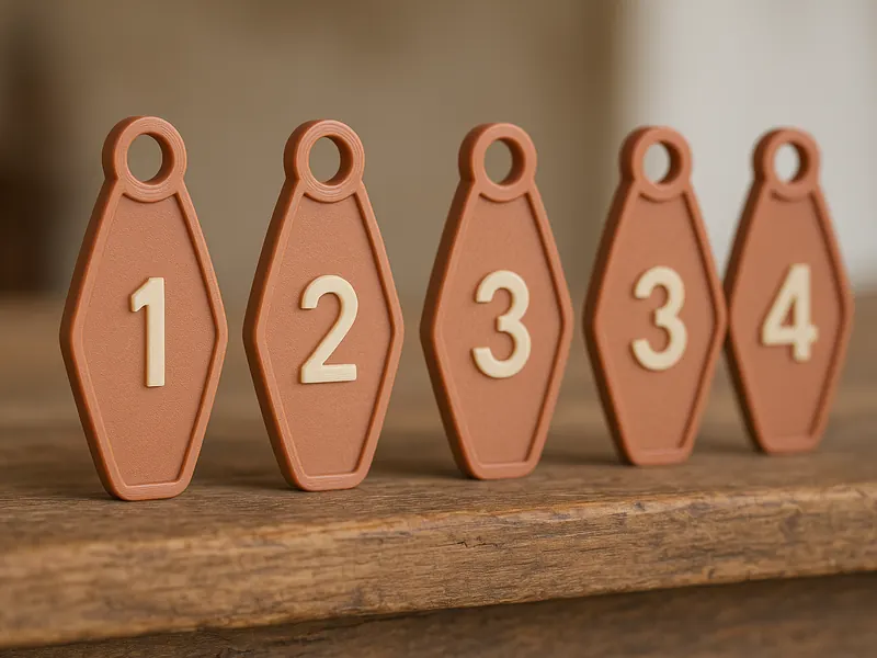 Serie de llaveros numerados para hotel rural