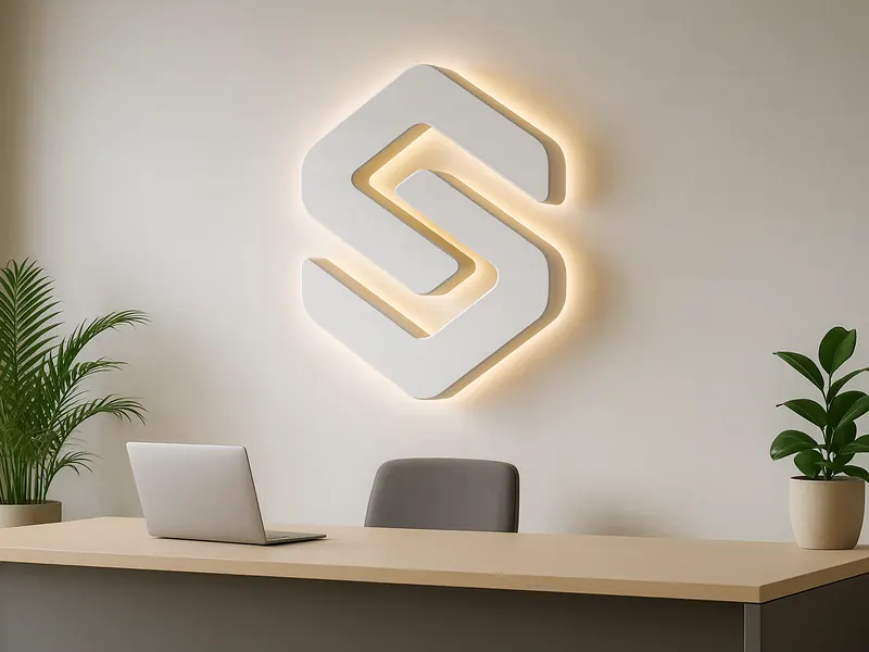 Logotipo 3D retroiluminado para recepción